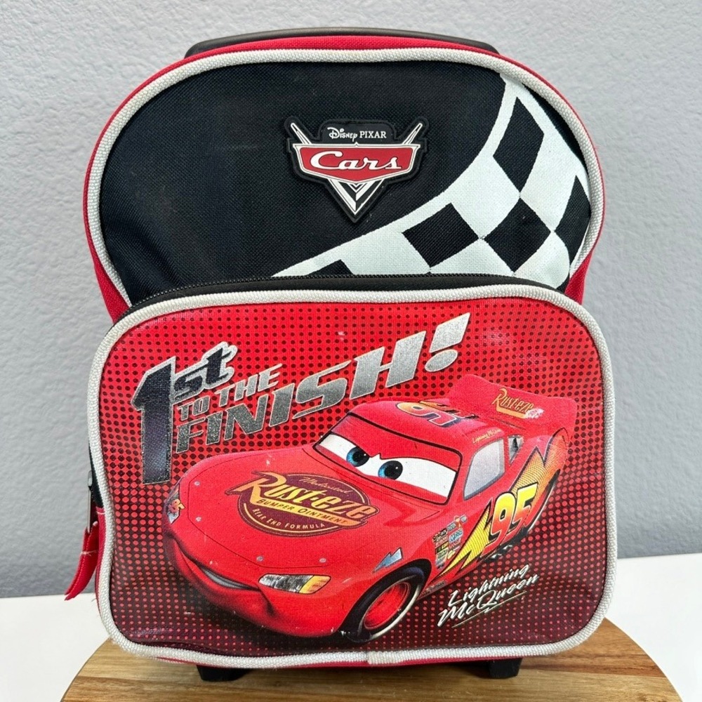 Y2K Disney Pixar Cars Lightning McQueen Rolling Backpack‎ Suitcase 13" Travel